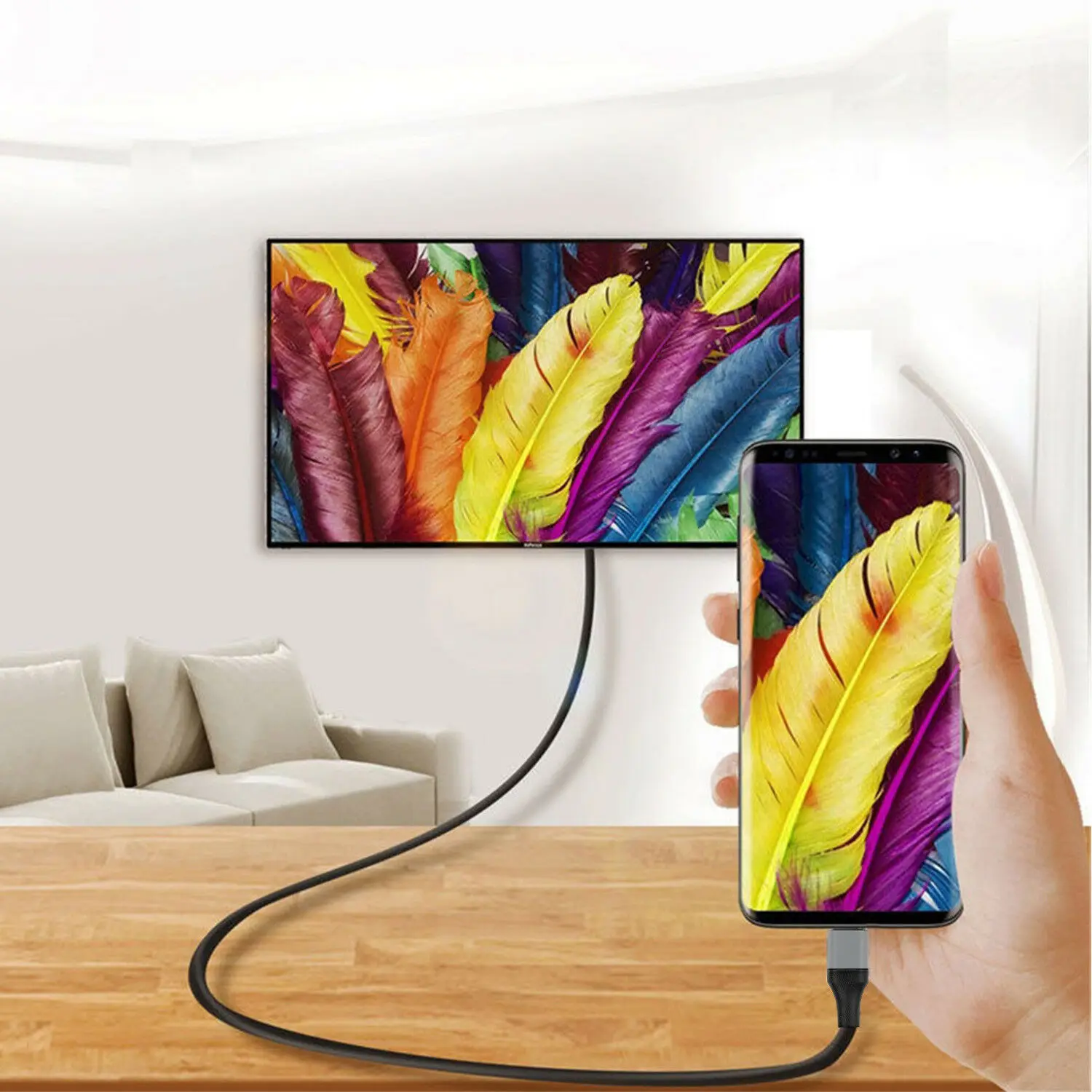 

Type C USB-C To HDMI 1080P HDTV USB 3.1 Adapter Cable for Apple Macbook 2017 HTC LG Xiaomi Air for Samsung S9 Phone Laptop Cable