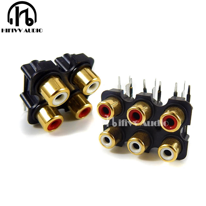 

hifi signal cable RCA plug socket 4 ways and 6 ways Gold-plated Audio AV Female socket connector plug