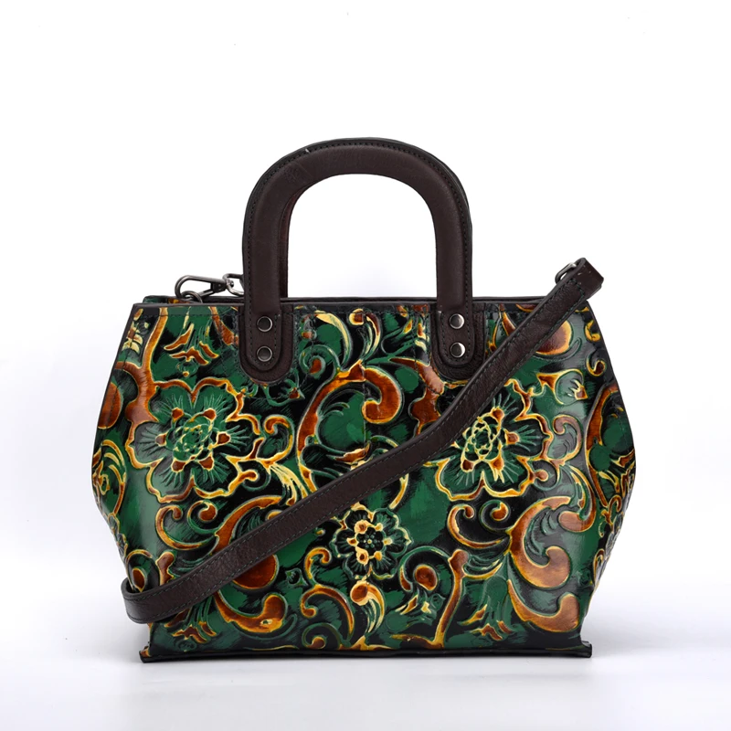 

Graceful Embossing Designer Genuine Cow Leather Vintage Female Purse Moon Bag Top-handle Handbag Ladies Crossbody Messenger bag