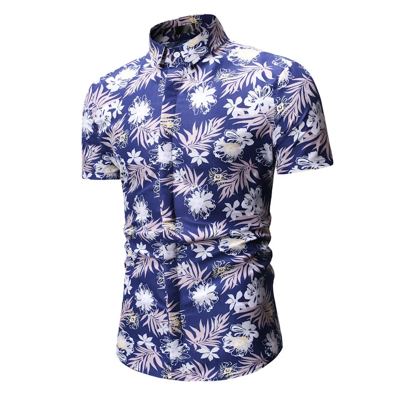 HuLooXuJi мужские летние рубашки с коротким рукавом тропические пляжные цветочные печатные Гавайские рубашки повседневные праздничные блузки US Размер: M-3XL