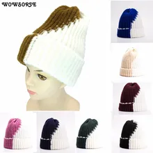 Осенне-зимняя женская вязаная шапочка Повседневная теплая шапка s Лоскутная цветная шапка Skullies Beanies Кепка в стиле унисекс уличная OLN049