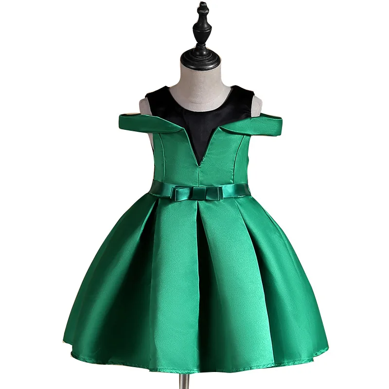 Сарафан для детей возрастом от 3 до 9 лет платье принцессы в стиле ретро для маленьких девочек Новинка года, платья в горошек с бантом для дня рождения, свадьбы платья для маленьких детей - Цвет: green