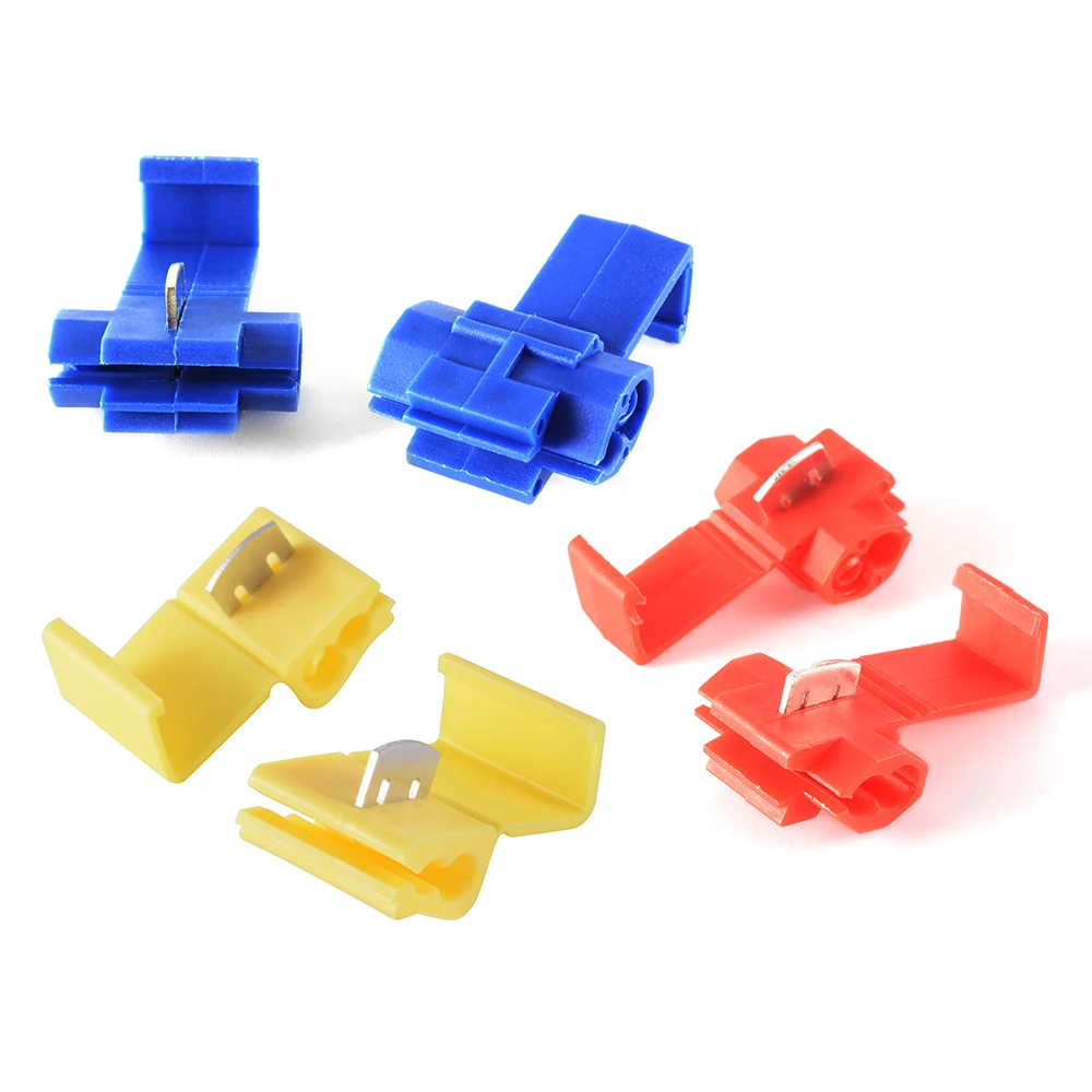 100pcs Electrical Cable Connectors Quick Splice Wire Terminals Blue/Red
