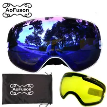 Брендовые двойные противотуманные большие сферические лыжные очки профессиональные мужские и женские лыжные маски снежные очки с линзами ночного видения