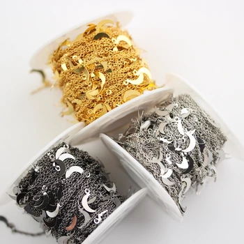 

5 Meters,Rose Gold/Golden/Silver/Gun Black Plated Coppers Jewelry,Crescent Moon Shape Copper Chokers Necklace,10mm