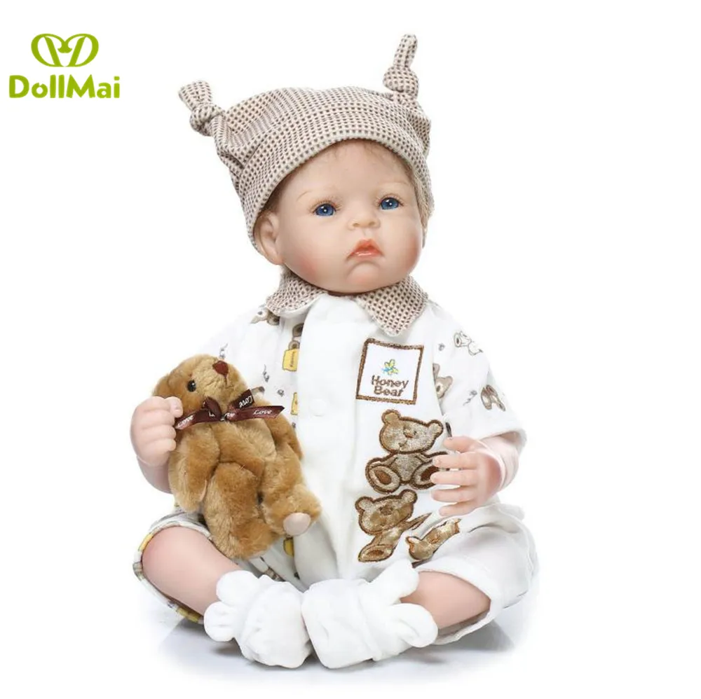 DollMai 52 см Силиконовые reborn baby куклы хлопок тела bebes настоящий мальчик для детей