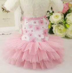Новое поступление милой собачки платье принцессы платье с цветочным принтом Юбка Лето собак Pet Puppy Одежда платье без рукавов XS-XL