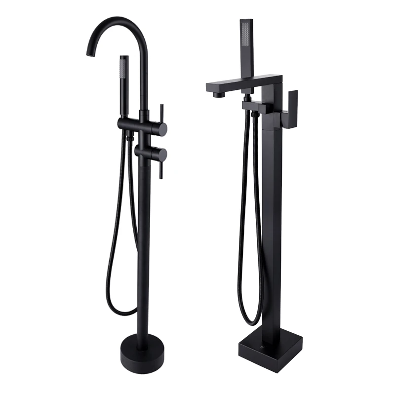 New Freestanding Bath Spout Shower Floor Mount Shower set Mixer Valve 2