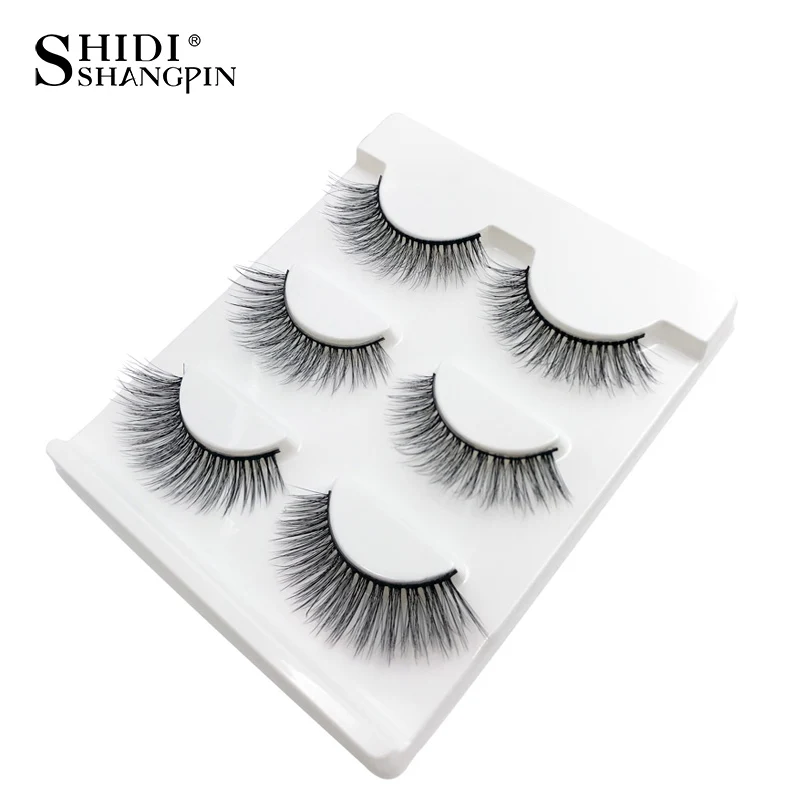 

SHIDISHANGPIN False Eyelashes Natural Thick Makeup Fake Eye Lashes Volume eyelashes extension 3 Pairs 3D Mink Eyelash Cilios X10