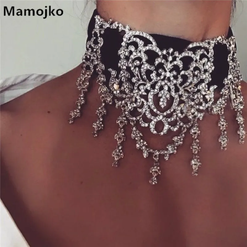 Mamojko, модное, роскошное, полое, с узором, стразы, кружево, колье, ожерелье, сексуальная леди, кристалл, кисточка, массивное ожерелье, воротник, бижутерия