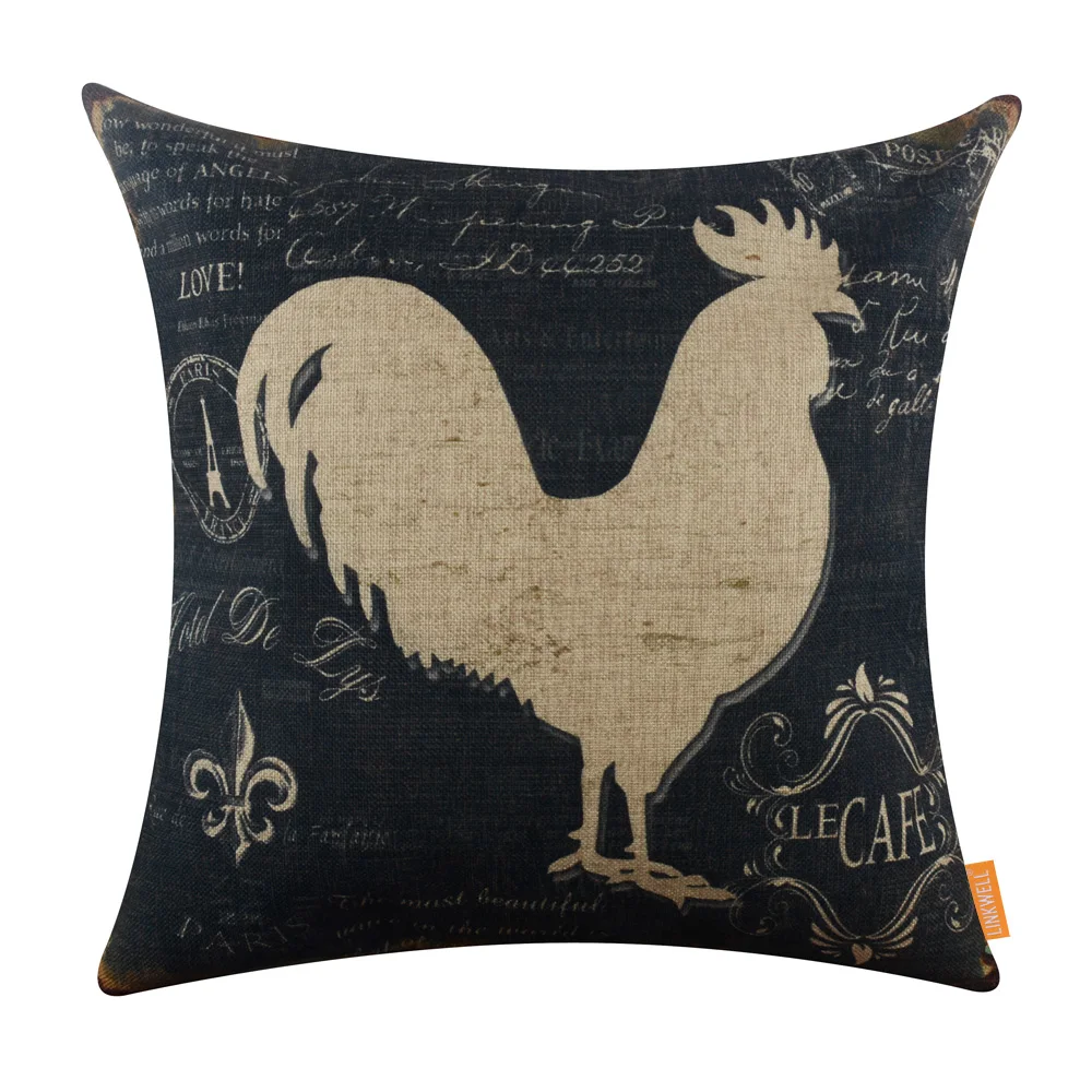 LINKWELL 45x45cm American Country Farm Series Rooster Chick in Black
