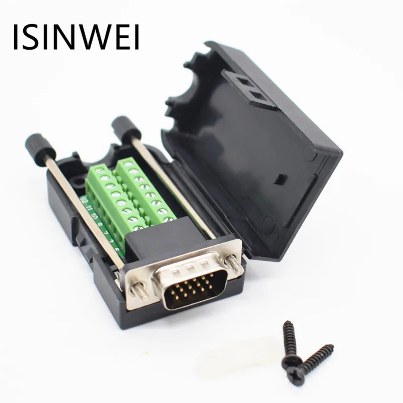 DB15 Female D-SUB 2 Row 15-Pin Plug Breakout Terminal Solderless Connector ~I
