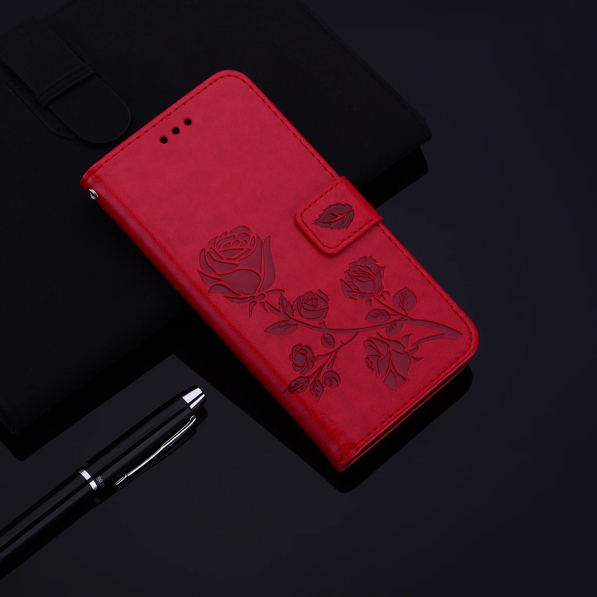 Кожаный флип-чехол для телефона для samsung J6 Plus роскошный цветочный кошелек сумка чехол s для samsung Galaxy J6plus J610 J600 - Цвет: Red