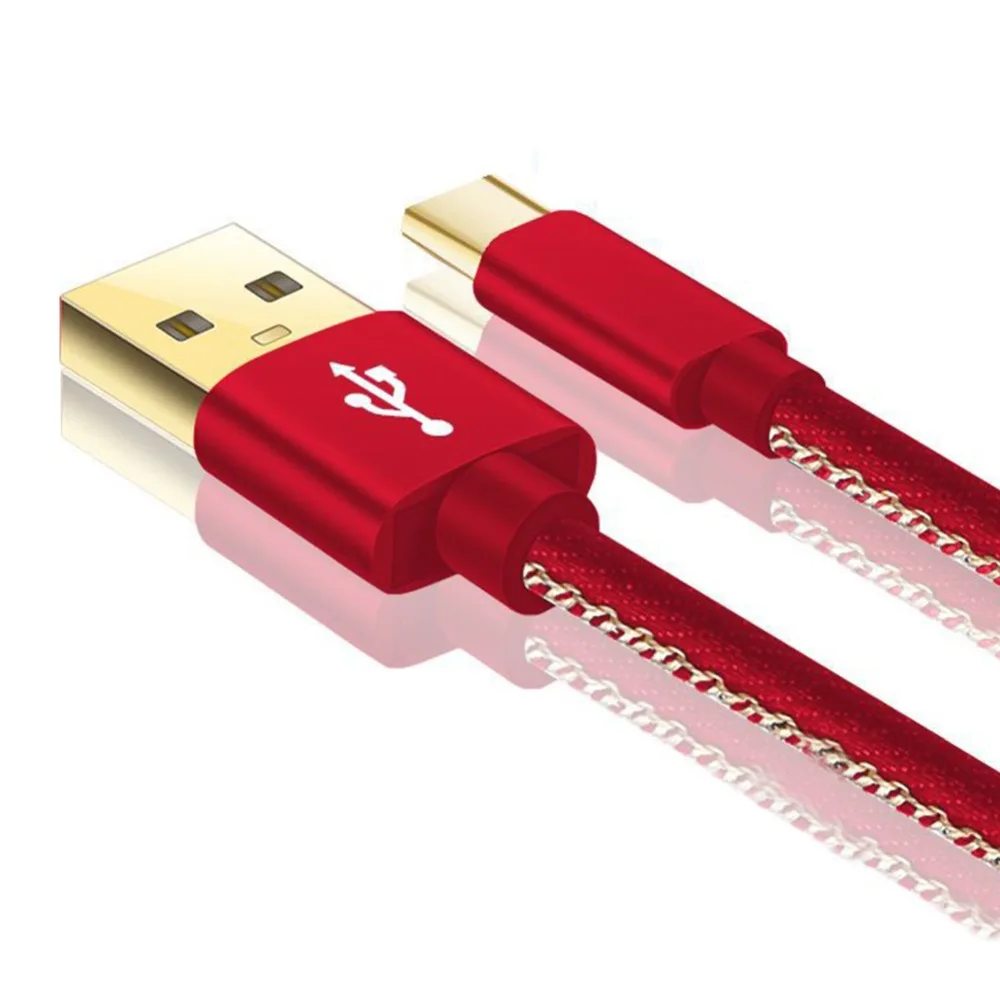 Кабель USB Type C с позолоченным штекером плетеный шнур из джинсовой ткани провод для