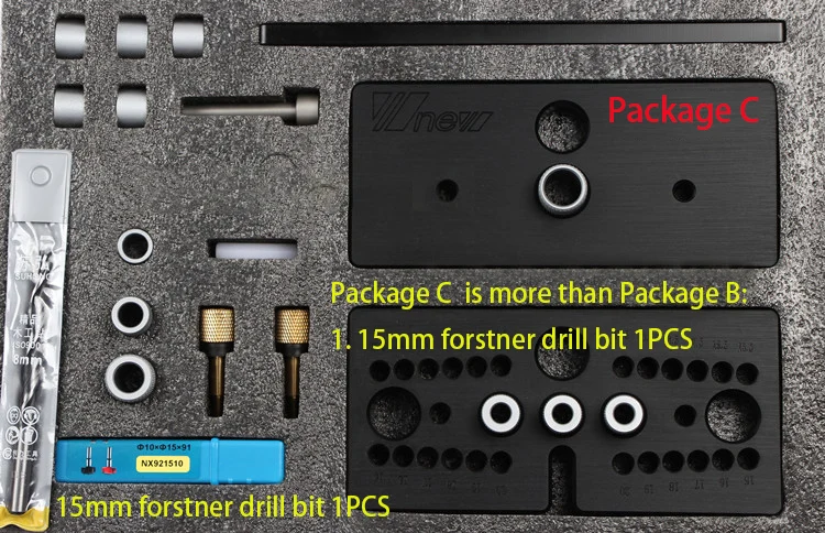 Деревообрабатывающий инструмент, дюбель джиг для мебели быстрое соединение кулачковый фитинг, сверлильный локатор - Цвет: Package C