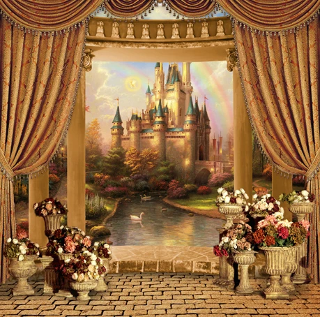 

6X8FT Customized Thin vinyl photography backdrops computer Printing Vinyl cloth background for photo studio castle S206