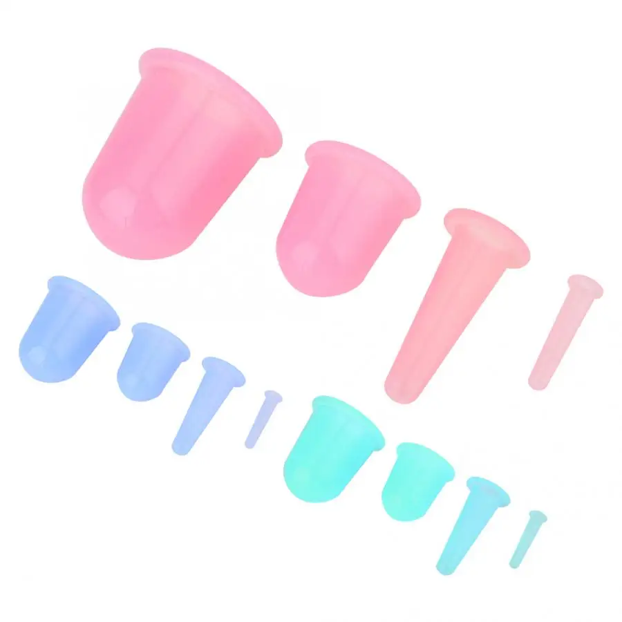 4pcs Silicone Face Body Vaccum Cupping Cups Massager Cupping Cup Face Lifting Firming Anti-wrinkle Therapy Treatment Relaxation