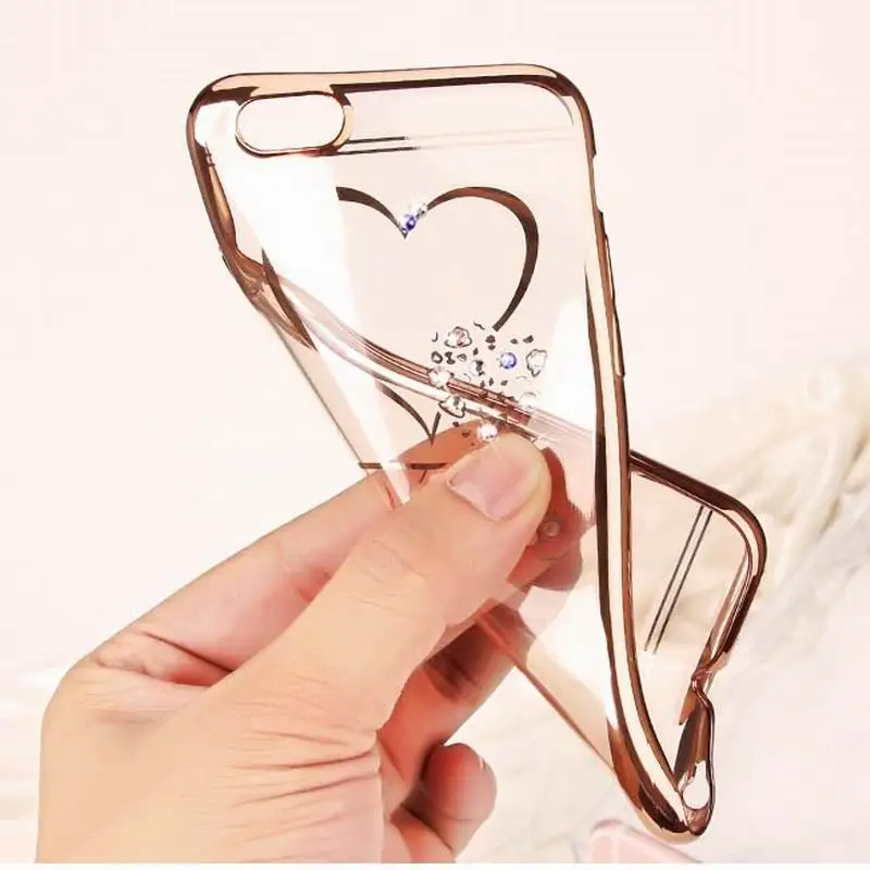 Clear-Phone-Cases-For-iphone-7-Case-Ultra-Thin-Soft-TPU-Crystal-Heart-Plating-Diamond-Cover (1)