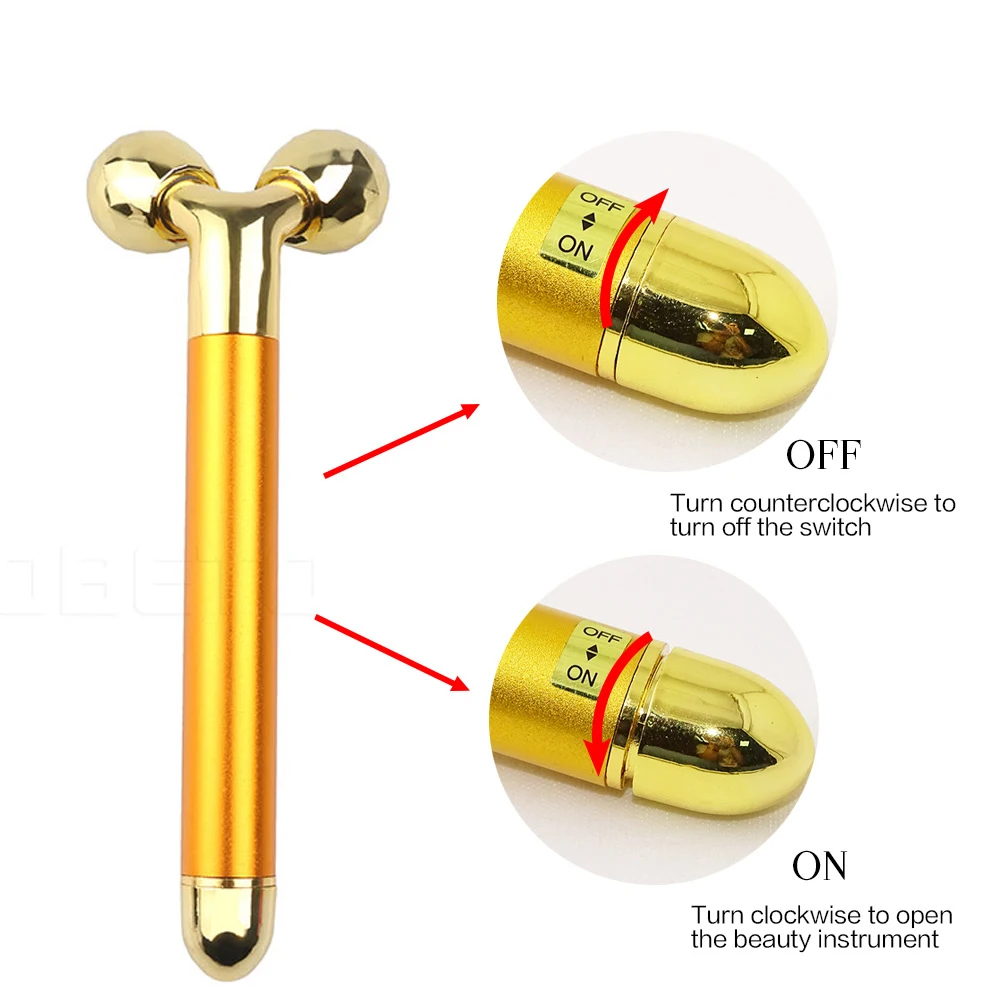 Против старения лица шеи жиросжигатель удаления морщин лица подтягивание кожи 24 K позолоченный 3D ролик массажер энергия красота бар