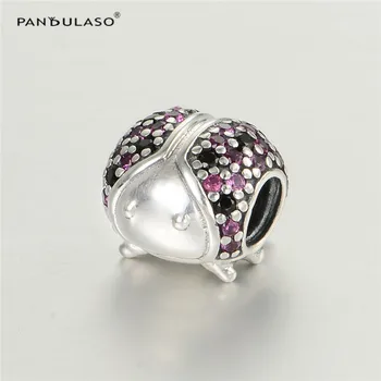 

925 Sterling Silver Jewelry Charm Bead Fit European Silver Charm Bracelet & Choker Beetle Pave Bead Women DIY Jewelry