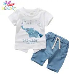Belababy/комплект одежды для малышей, лето 2018, футболка с принтом животных для мальчиков + шорты, комплект повседневной одежды из 2 шт., комплект