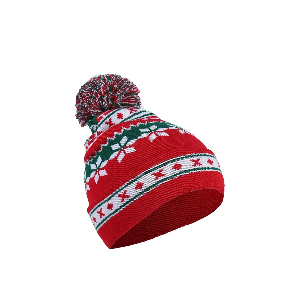 Зимняя мужская и женская унисекс Милая Рождественская шапочка вязаная Лыжная шапка с помпоном