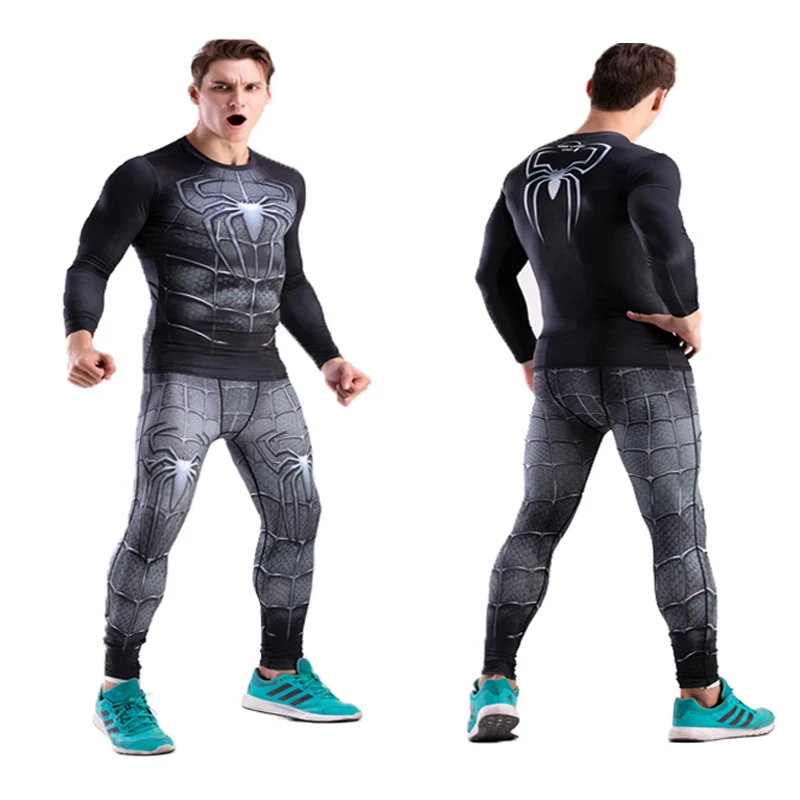 Мужская компрессионная рубашка с 3D принтом ММА BJJ Rashguard Капитан Америка Черная