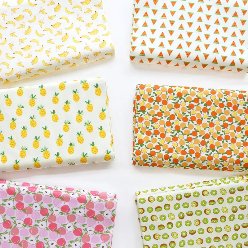 

Fresh Fruit Family Banana Pineapple Peach Watermelon Cherry Kiwi Printed 100% cotton twill cotton Fabric quilting home decor pat