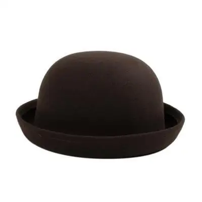 Retail Little Girls Fedora Hat Dome Cap Children Dress Hats Kids Caps Felt Hats Wool Felting Bowler Hat - Цвет: Brown