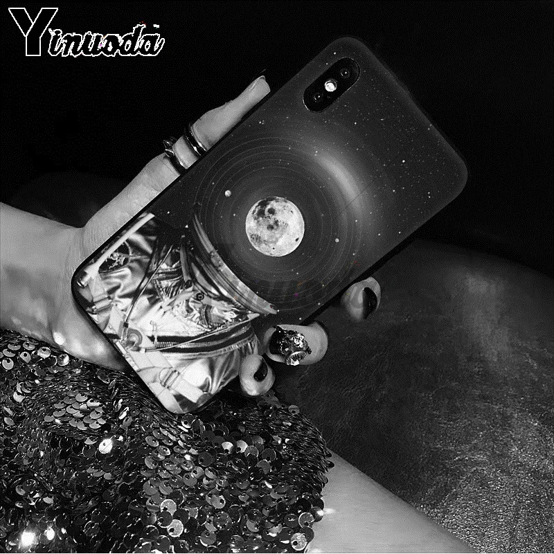Black With White Moon Stars Space Astronaut