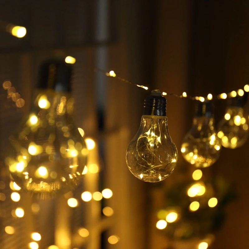 

10Led Fairy Transparent Copper Wire Bulb Battery Operated String Lights 4.5m LED Decor For Christmas Garland New Year gerlyanda