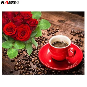 

Needlework 5D Diamond Painting Coffee Cup Cross Stitch Crafts Full Square Crystal Mosaic Diamond Embroidery Home Decor XY1