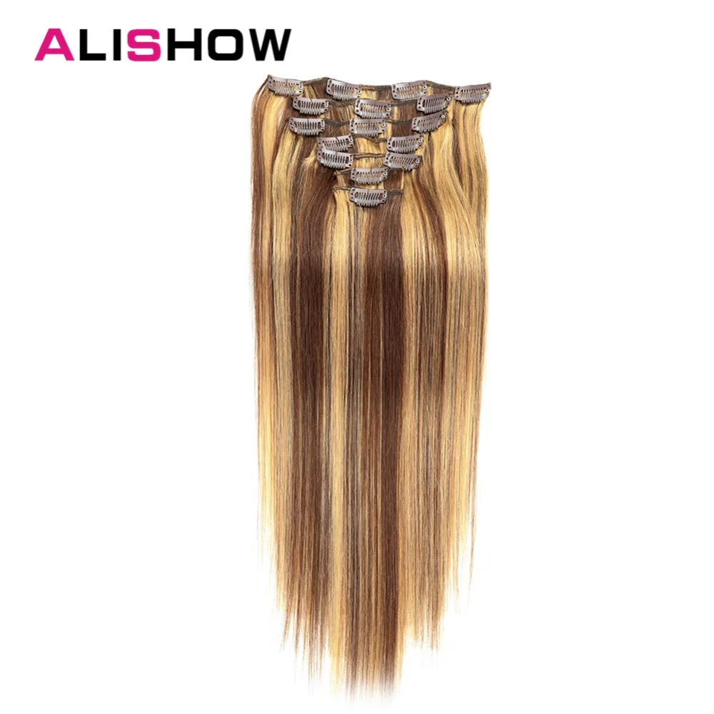 Alishow Clip In Human Hair Extensions Straight Full Head Set 7pcs 100g Machine Made Remy Hair Clip Ins 100% Human Hair Extension Alishow Clip In Human Hair Extensions Straight Full Head Set 7pcs 100g Machine Made Remy Hair Clip Ins 100% Human Hair Extension