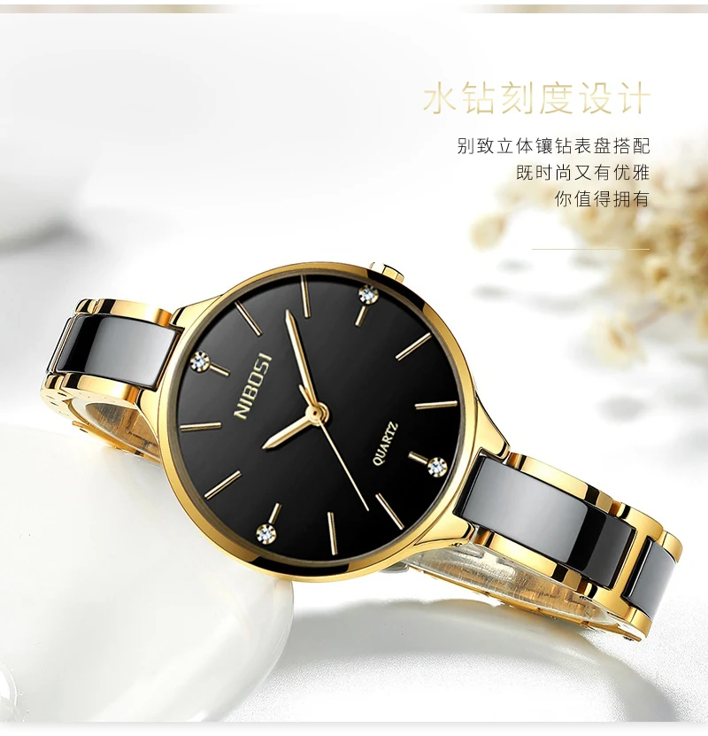 Relojes Para Mujer NIBOSI Women Watches Bracelet Watch Ladies Wrist Watch Women Waterproof Fashion Casual Crystal Dial Rose Gold (6)