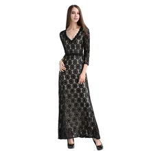 Кружева Длинные Платья для Свадьбы Партии Vestidos де феста платье лонго Горячие Продаем V-образным Вырезом Длина Пола Женщины Макси Платье