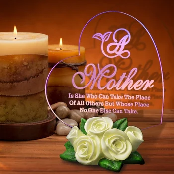 

Giftgarden Rose Acrylic Mother's Day Heart LED Lamp Night Light Love Gifts for Mom Cake Topper Table top Decorations