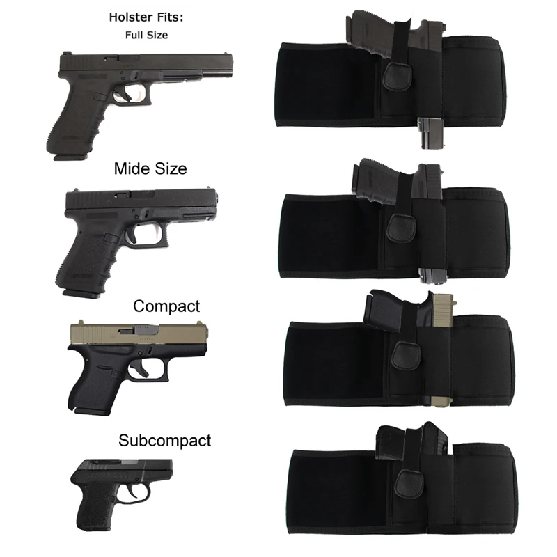 Tactical Right Left Hand Gun Holster Abdominal Belt Fit Most Handguns Pistol Invisible Holster for Hunting Airsoft RL31-0026-13