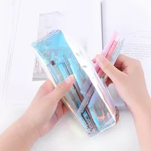 Creative Kawaii Transparent Laser Pencil Case Cute Colored Pencil font b Bag b font For font