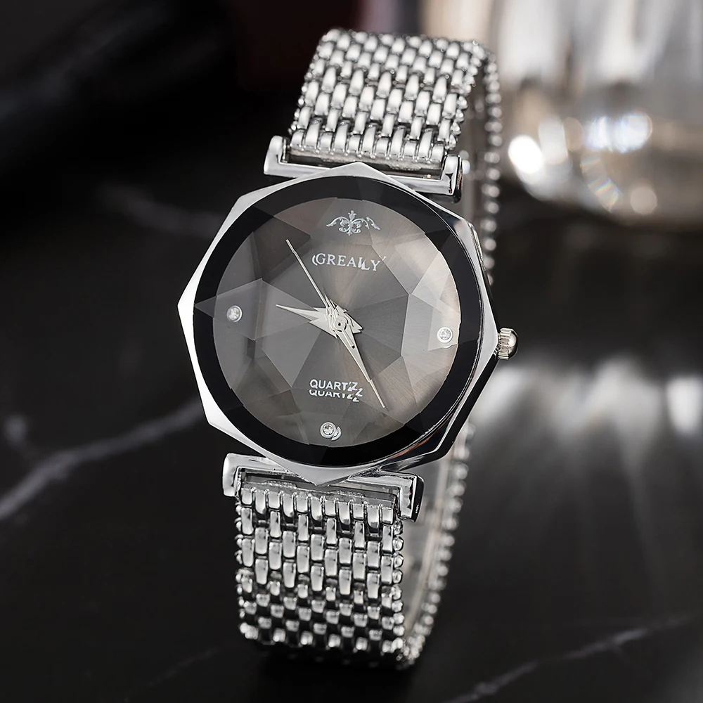 Модные женские наручные часы с голубым лицом, сплав, 3D стекло, популярные,, бренд Grealy, наручные часы с подарочной коробкой, топ, горячие часы