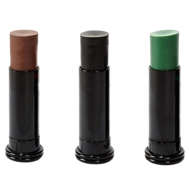 

3Pcs Camouflage Camo Color Cream Body Face Paint Tube Stick For Outdoor Field (Black+Green+Brown)