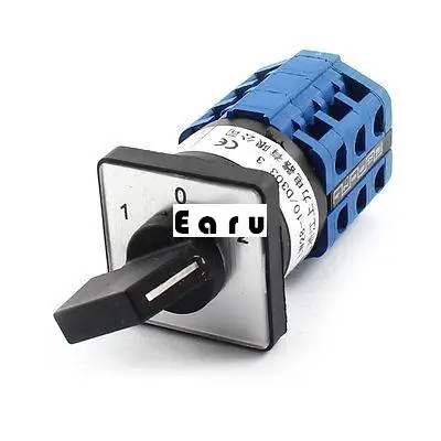 

Factory supplied 660V 10A Latching Action 3 Position 12 Terminals Rotary Cam Changeover Switch