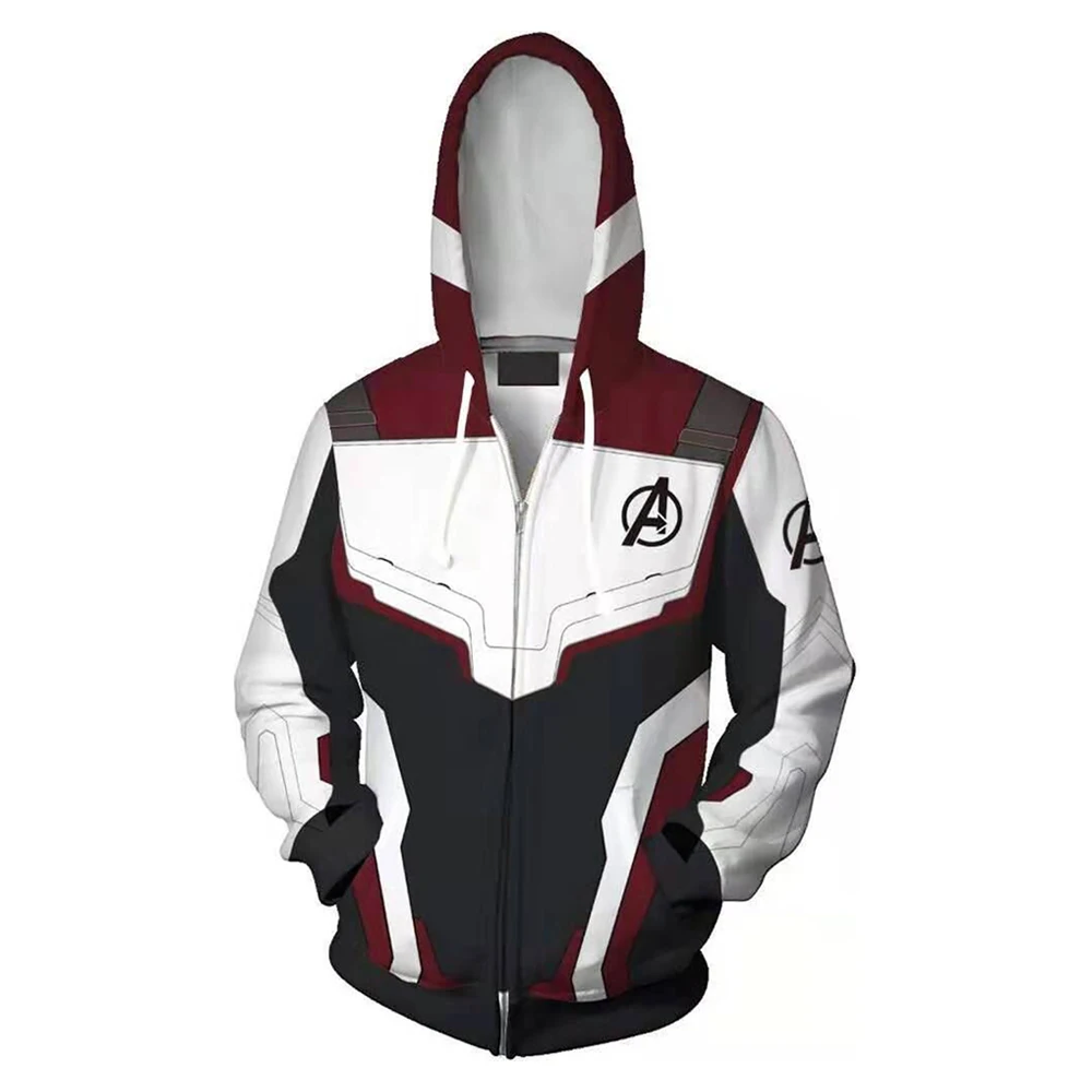 Men Women Avengers 4 Endgame Cosplay Quantum Realm Sweatshirt Zip Up Hoodie Unisex Jacket Marvel Superhero Costume Casual Coat