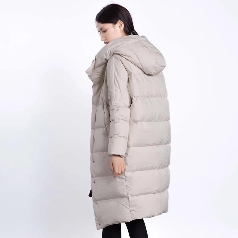 Бренд, осенне-зимняя женская куртка, одноцветная, длинная, стильная, толстая, теплая, с капюшоном, женский пуховик, ветронепроницаемое, Свободное пальто, верхняя одежда AO606