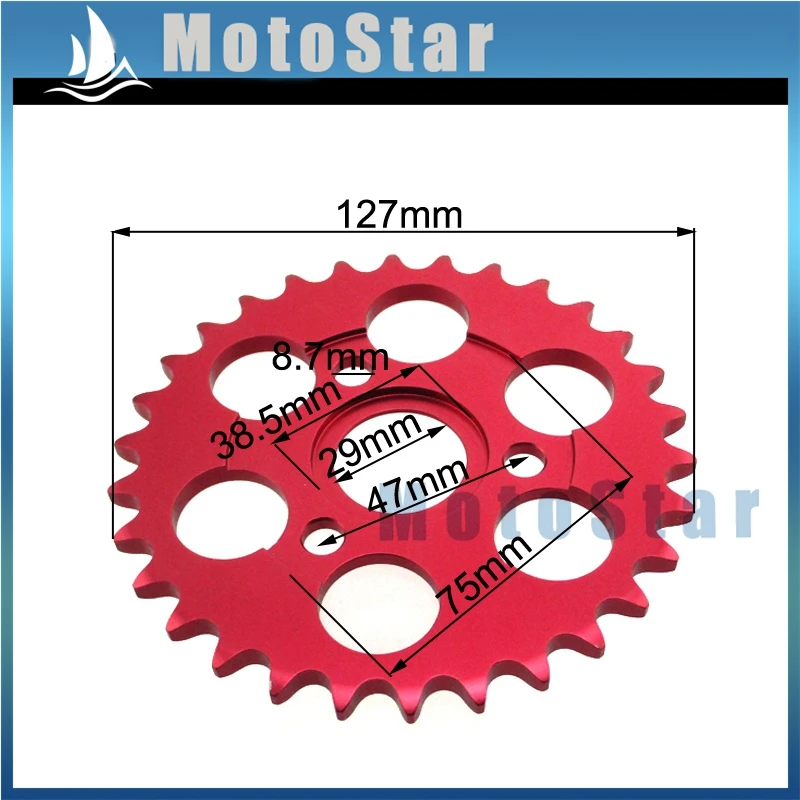 

Red CNC 420 30 Tooth Rear Chain Sprocket For Honda Z50A Z50 Z50R Z50J Monkey Bike