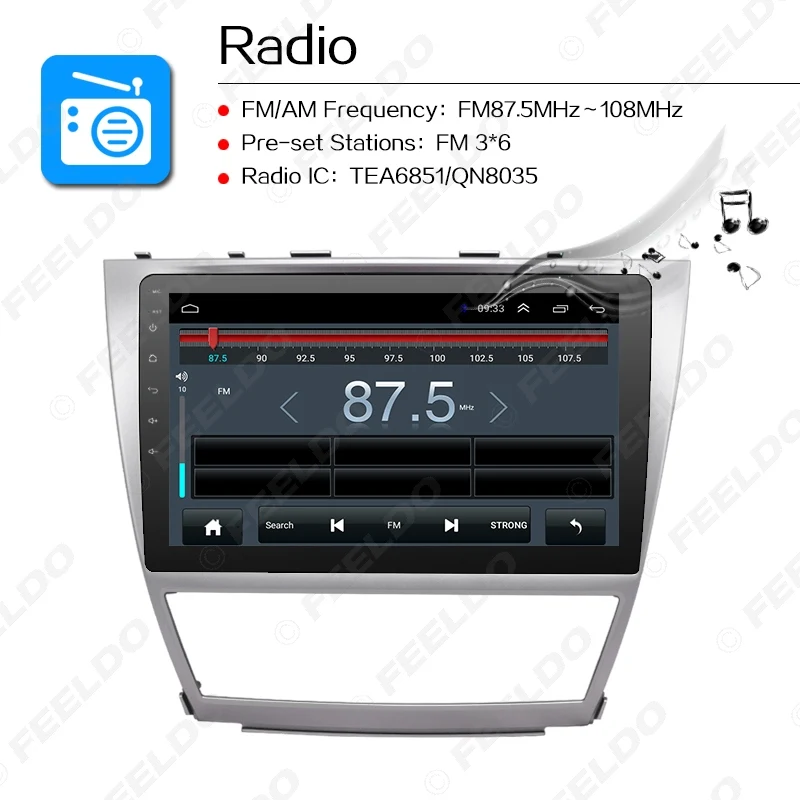 Cheap FEELDO 10.2 inch Bigger HD Screen Android 6.0 Quad Core Car Media Player With GPS Navi Radio For  Toyota Camry XV40/Daihatsu 9