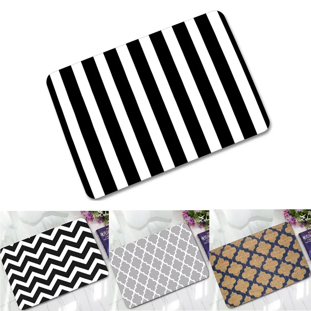 Buy Black White Stripe Wavy Lines Simple Mats Bathroom