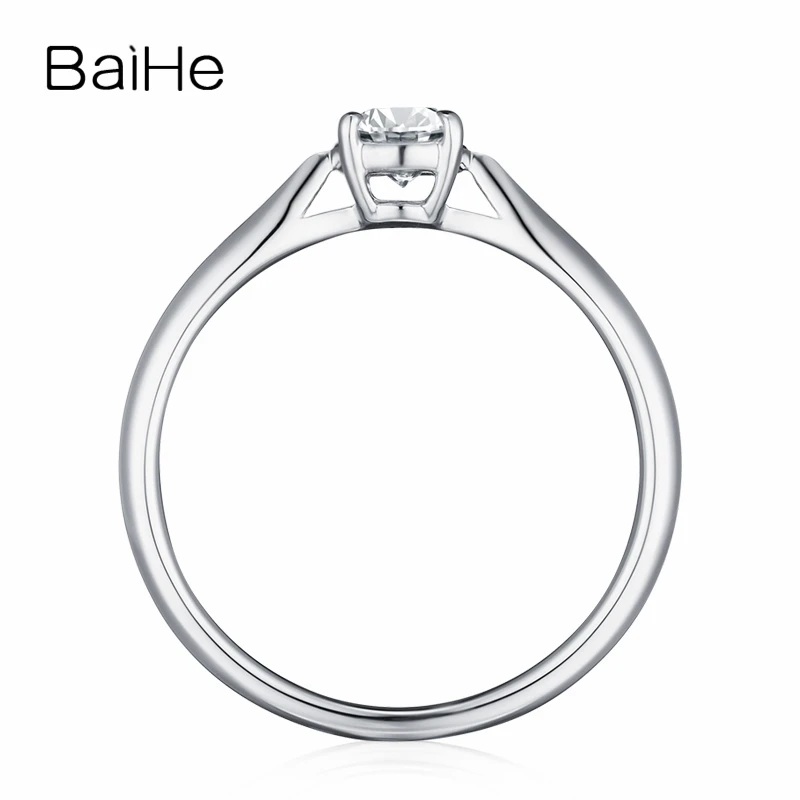 BAIHE однотонное 10K белое золото (AU417) сертифицировано 0.25ct круглый 100% муассанит