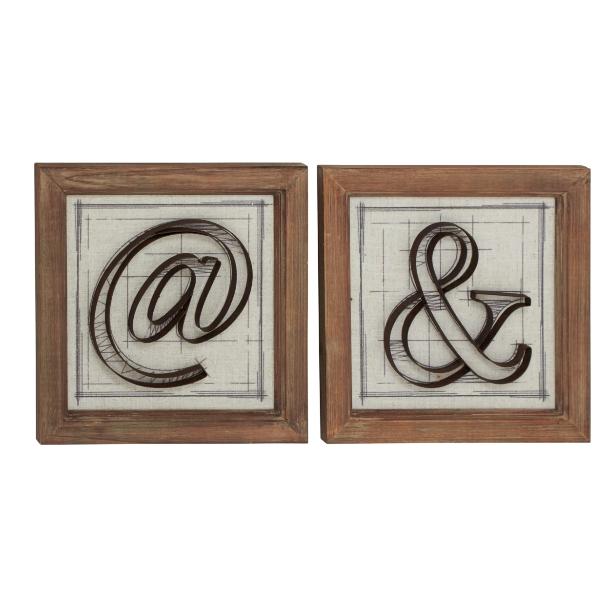 Fancy Wood Metal wall decorative 2 Assorted