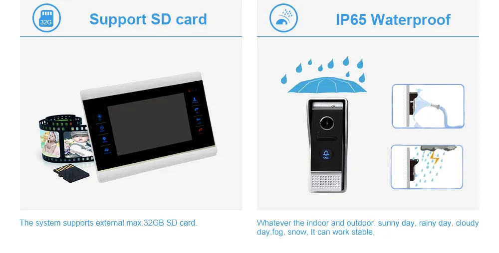 Flash Deal Homefong 720P  Video Door Phone Intercom System with Waterproof Doorbell Camera 6 Indoor Monitors 7 Inch Indoro Monitor Record 19