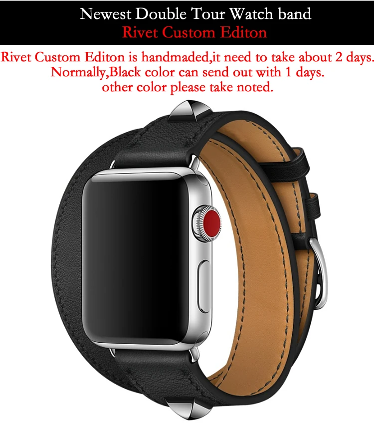 Новейшие ремешки для часов из натуральной кожи Double Tour и Revit на заказ для Apple Watch series 4 1 2 3 iWatch herme Ремешки для наручных часов
